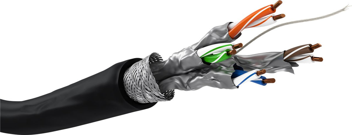 50m CAT 7 Outdoor Netzwerkkabel, S/FTP (PiMF), schwarz
