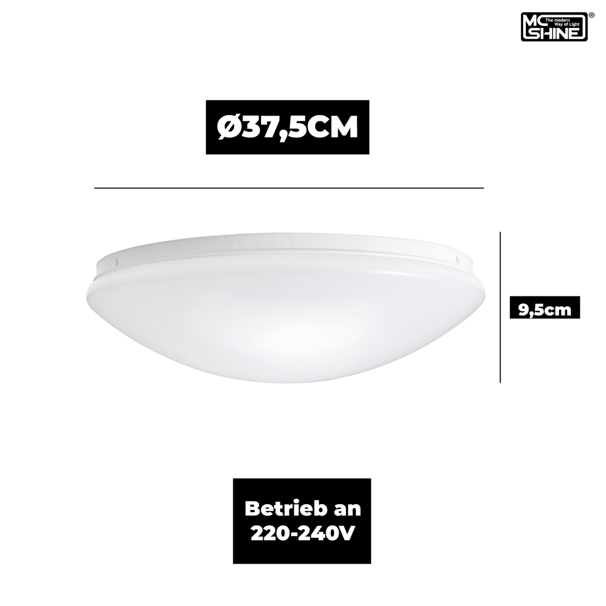 McShine Deckenleuchte | STAR | Ø37,5cm 3-flammig Sockel für E27 Leuchtmittel | runde Deckenlampe LED geeignet, weiß für Wohnzimmer, Flur, Arbeitszimmer, Büro