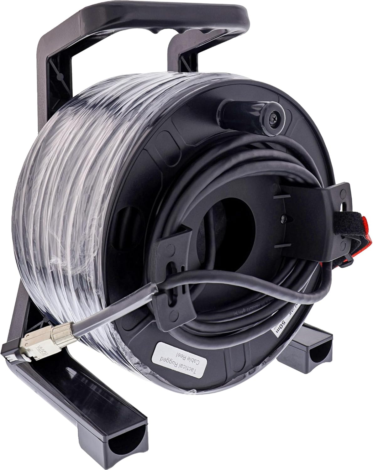 InLine Netzwerk-Kabeltrommel Outdoor Cat.6A, 50m, S/FTP PUR-Kabel, RJ45, IP67, PoE++ tauglich, UV-beständig, abriebfest