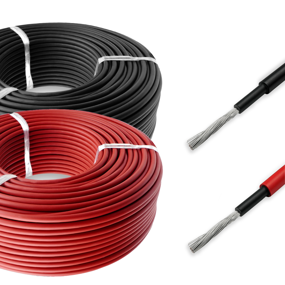 2PACK Rot+Schwarz 100+100 | 6mm² max. 1800V Verlängerungskabel | Halogenfrei IP67 Doppelt Isolierter Qualitätsdraht Solarkabel PV-Kabel für Solarpanel Wechselrichter Laderegler