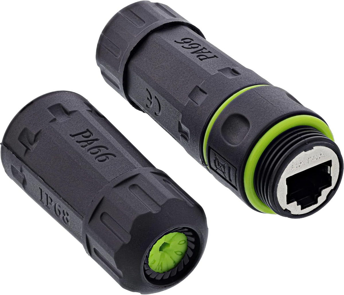 Patchkabelkupplung Cat.6A, IP68 wasserdicht, geschirmt, RJ45 Buchse zu Buchse, Ethernet LAN Verbinder für Outdoor, Industrie, wetterfest