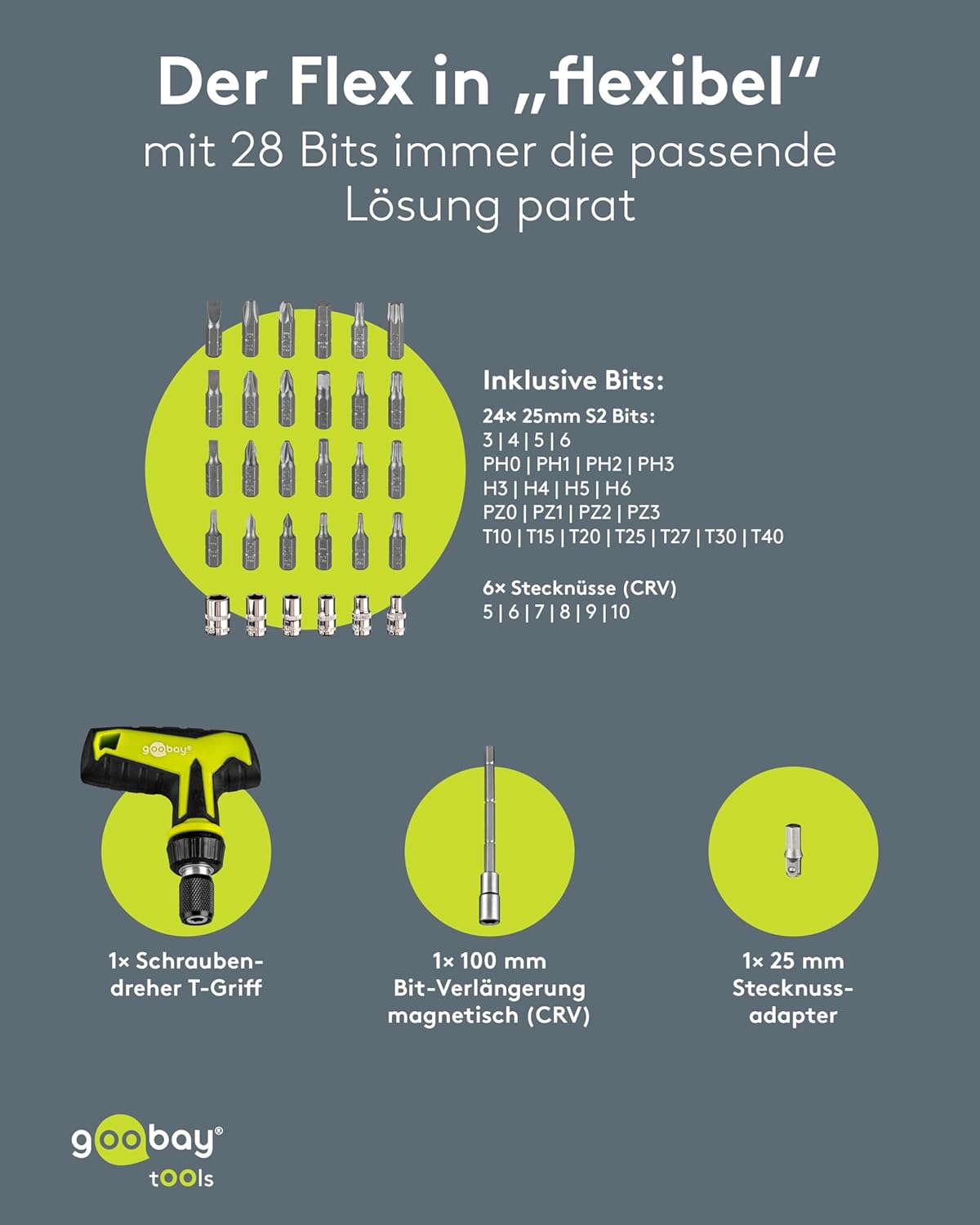 Schraubendreher-Set mit 30-teiligem Bitsatz, T-Griff-Ratsche mit Quick-Release, S2-Stahl-Bits, Steckschlüsselsatz, Bit-Verlängerung, Werkzeug für Montage-, Reparatur- und Heimwerkerarbeiten