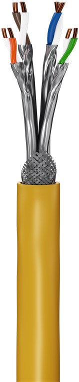 100m GHMT-zertifiziertes CAT 8.1 Verlegekabel, S/FTP (PiMF), gelb AWG22