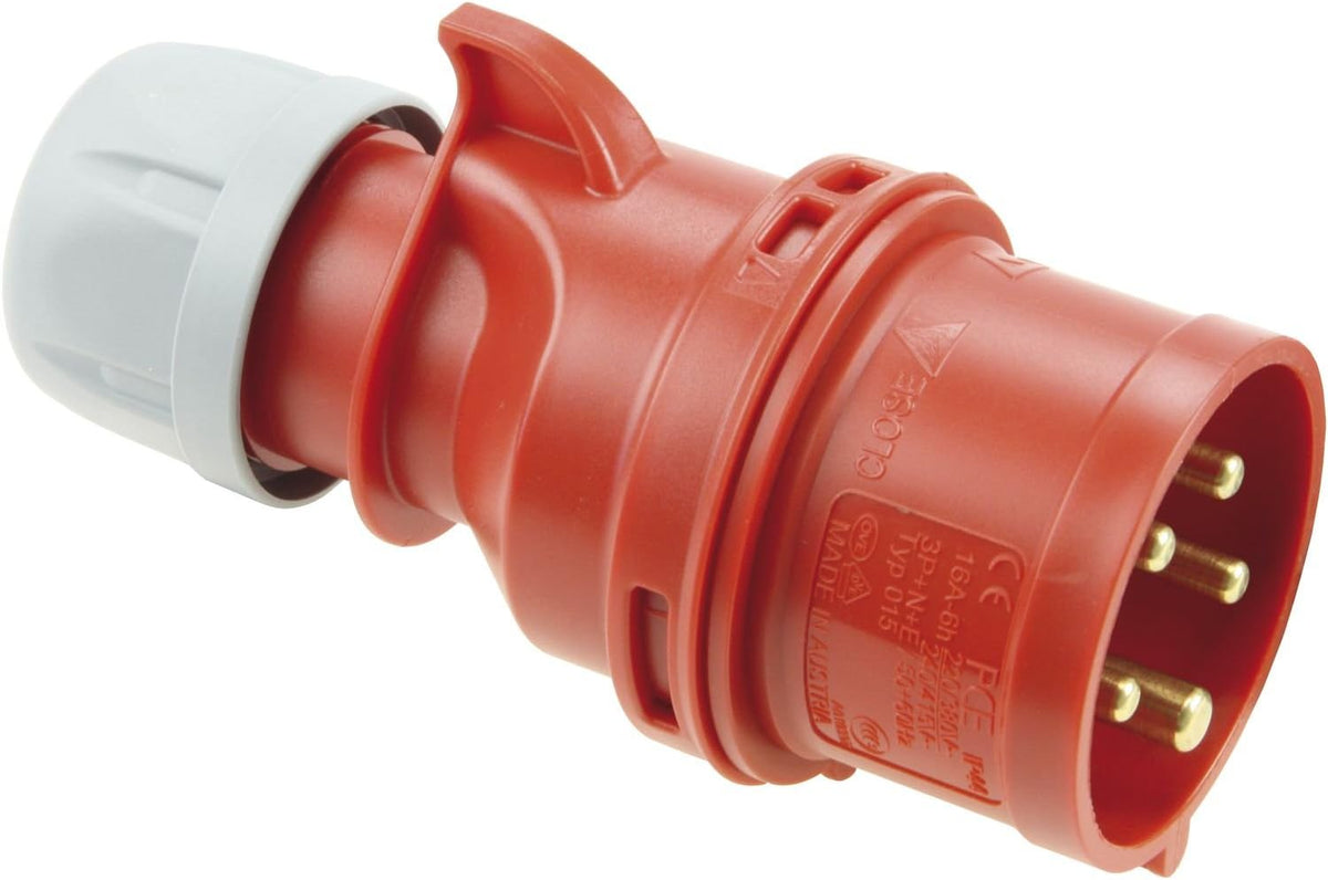 PC ELECTRIC 015-6 Eurostecker Shark 5-polig 16 Ampere IP44, Rot