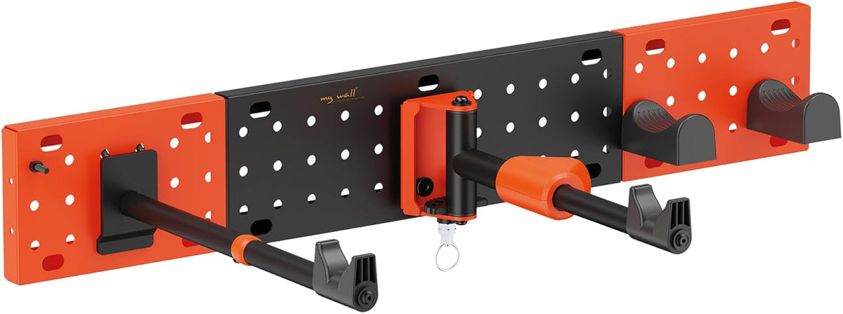 my wall modulare Fahrrad Wandhalterung - HR13L vertikale & horizontale Aufhängung, Fahrradhalterung für Räder bis 30 kg & 45 mm Reifenbreite, zwei Zusatzhaken mit je 5 kg belastbar