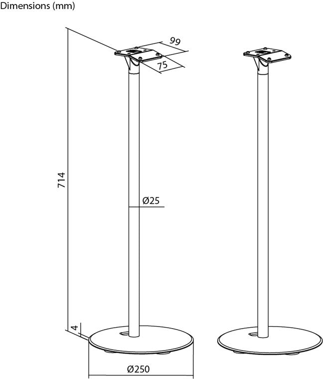 goobay Lautsprecherständer für Sonos Era 300 / Lautsprecherhalterung 5kg Tragkraft / Boxenständer mit Kabelmanagement / 71cm hoch / schwarz