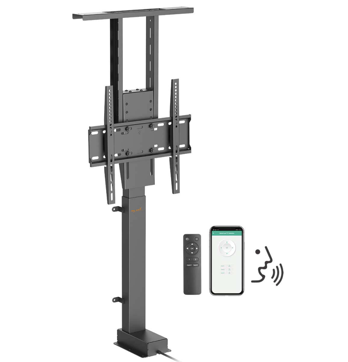 MyWall HP63AL elektrischer TV Lift mit Sprachsteuerung für 32-55 Zoll Bildschirm (mit Fernbedienung, für 81-140cm TVs, max. 60kg Belastbarkeit)