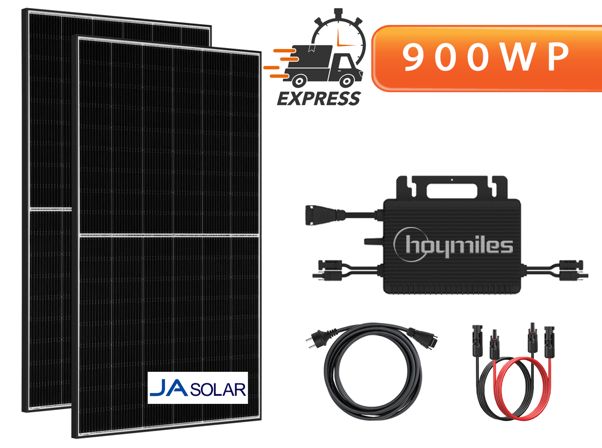 900Wp Balkonkraftwerk - 2x TRINA 445W Black Frame bifazial & Hoymiles HMS-800W-2T Wechselrichter