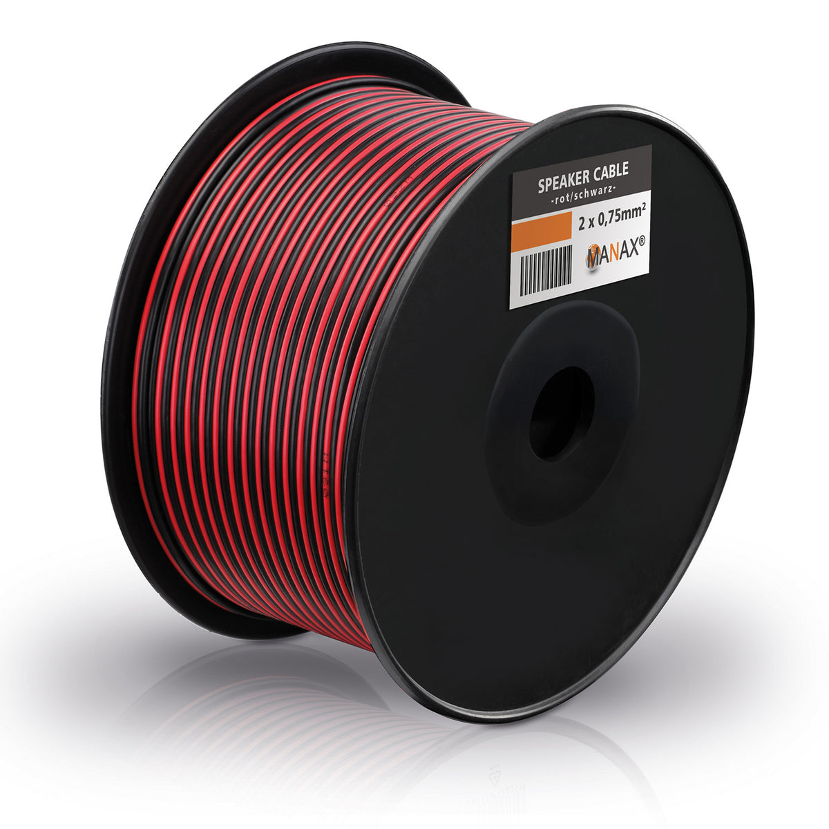 100m Lautsprecherkabel Boxenkabel 2 x 0,75 mm² CCA Kupfer rot / schwarz Audio Kabel