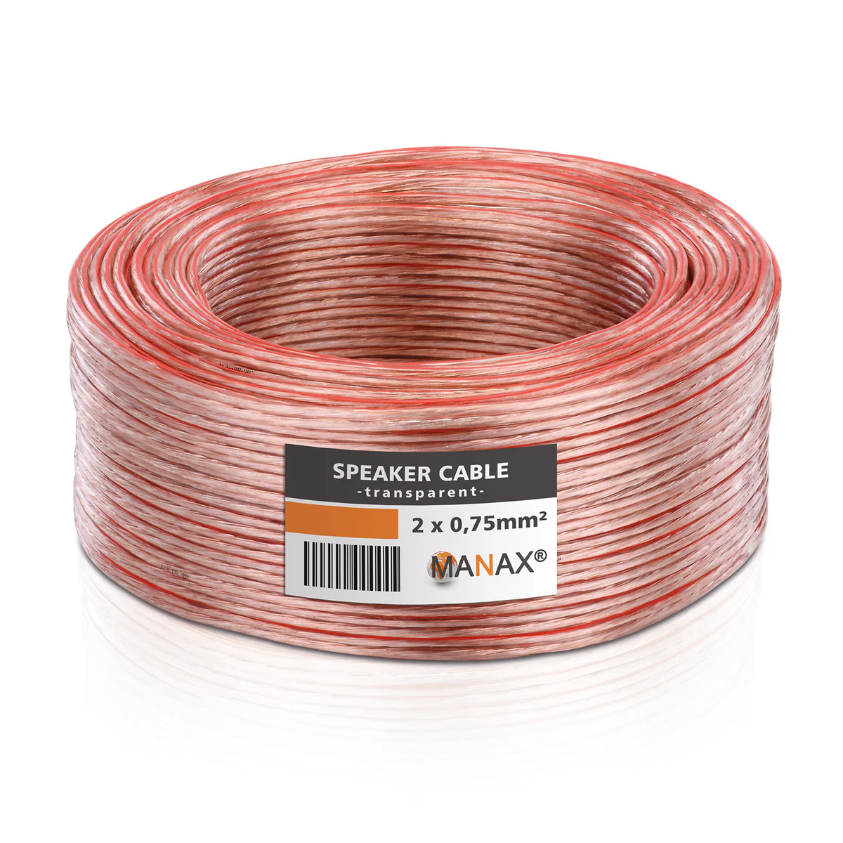 25m 2x0,75mm² Lautsprecherkabel CCA I Boxenkabel isoliert transparent mit Polaritätskennzeichnung I LS-Kabel als Meterware für Stereoanlage etc.