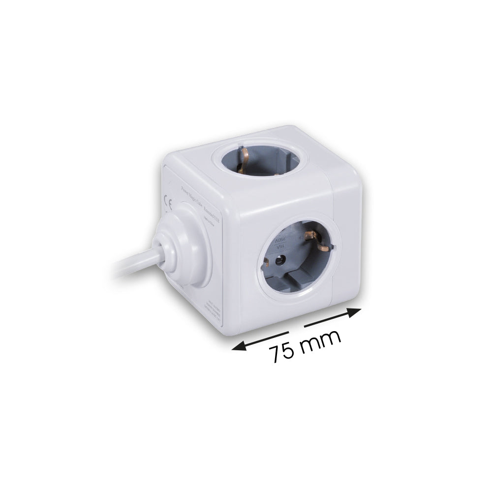 Steckdosenwürfel NV82L 4-Fach mit 2 USB, platzsparende Mehrfachsteckdose mit Halterung zur Montage, Steckdosenleiste mit USB Ladebuchsen, kompakt & vielseitig einsetzbar