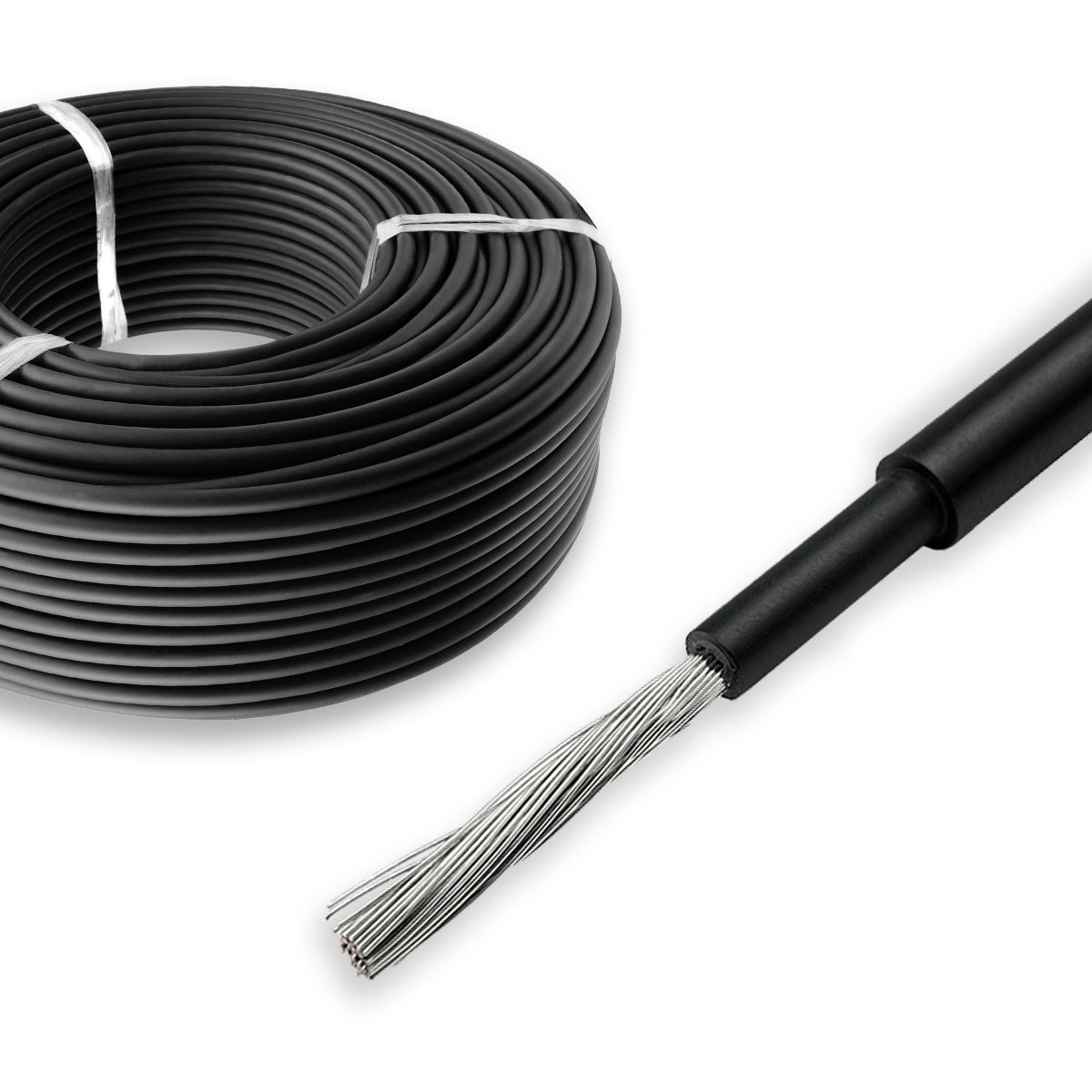 Solarkabel 6mm² H1Z2Z2-K Schwarz - 50m - UV-beständig, flexibel, Photovoltaik Kabel, PV Kabel, Solar Anschlusskabel für Solarpanel, Wechselrichter & Laderegler - langlebig