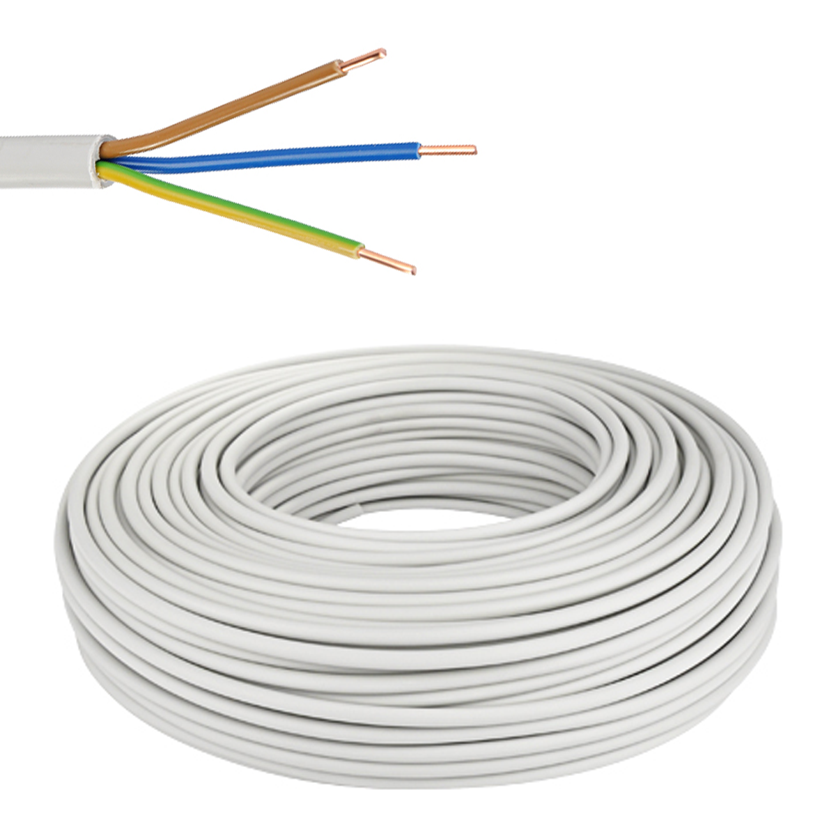 NYM-J 3x1,5 mm² 50m Ring Mantelleitung Installationskabel Stromkabel Feuchtraumkabel Kupfer
