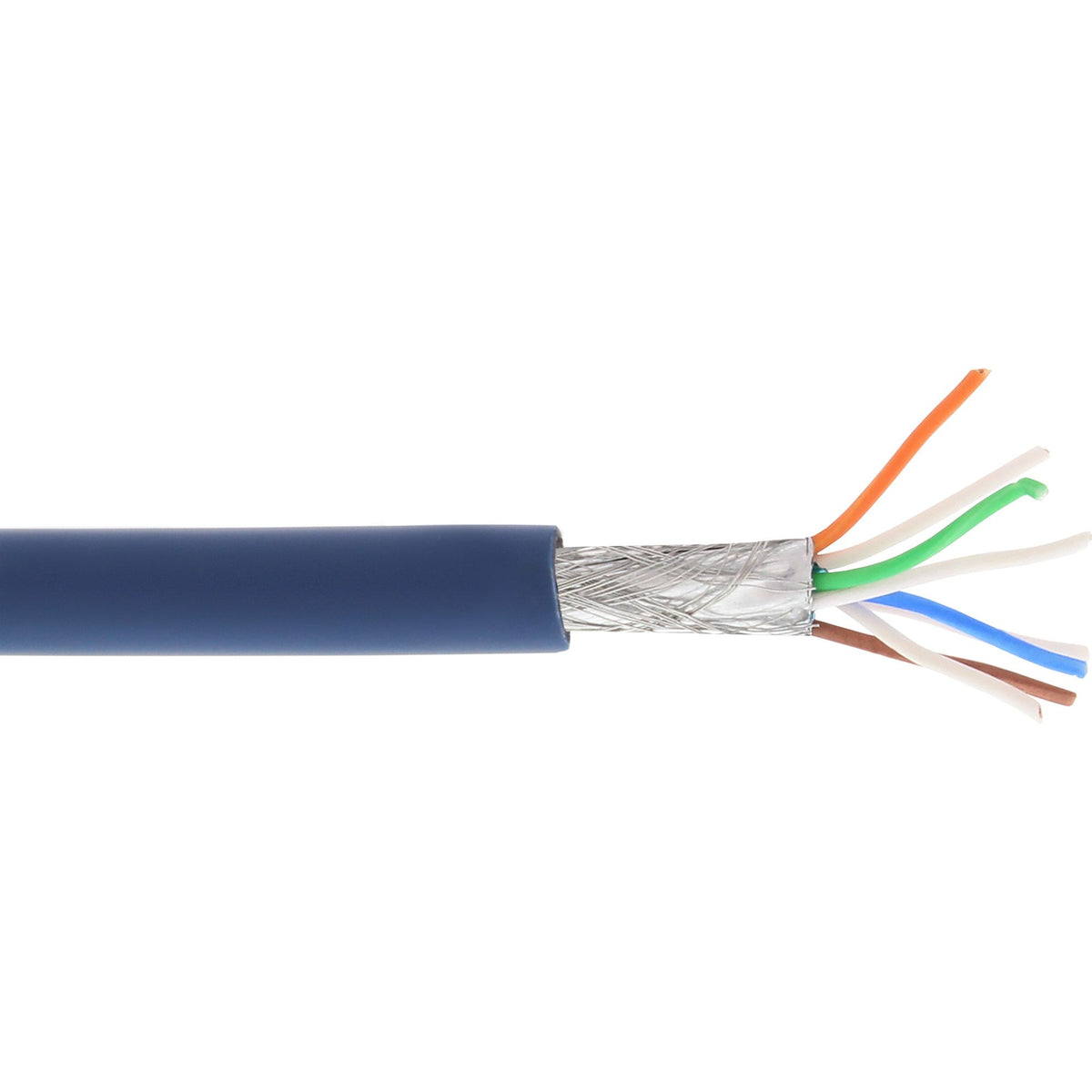 100m Patchkabel S/FTP (PiMf), Cat.6A, 500MHz, halogenfrei, Kupfer, blau