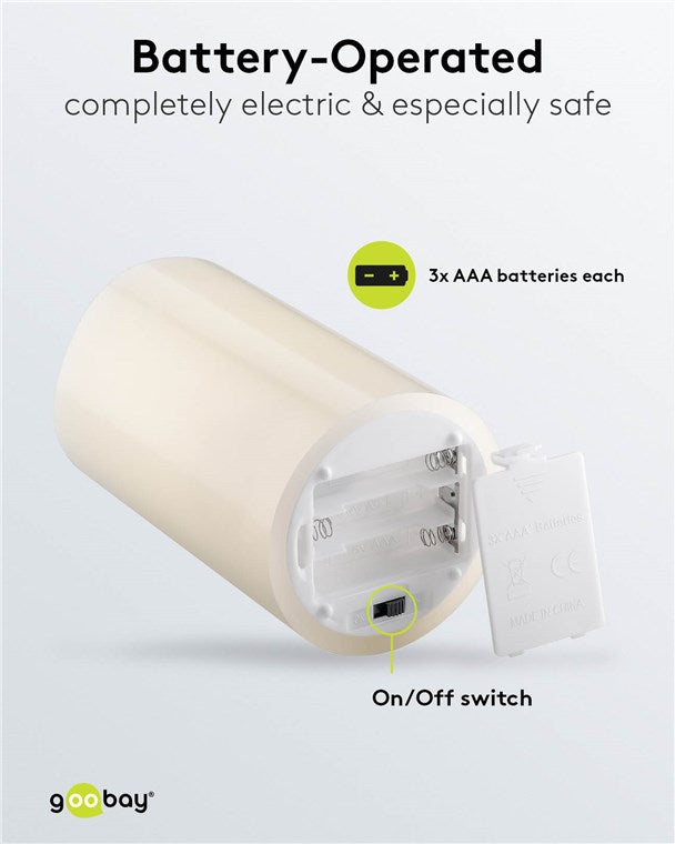 flammenlose Echtwachs LED-Kerzen 3er-Set mit realistischen Flammen, mit 10-Tasten Fernbedienung mit 2/4/6/8- Stunden Timer