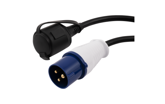 McPower CEE-Stecker auf Schutzkontakt-Kupplung | 0,35m H07RN-F 3G2,5mm², 230V, 16A, 3500W, IP44, spritzwassergeschützt mit Schutzdeckel