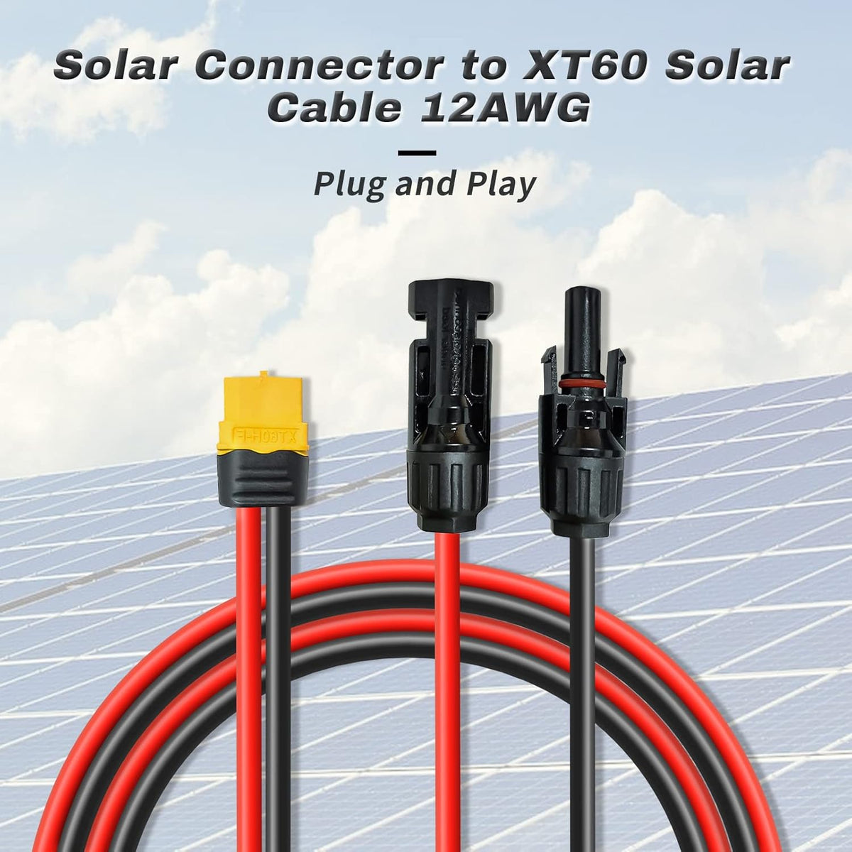 0,6m Solarladekabel Solarkabel Solarstecker auf XT60 Stecker Solarpanel Adapter Kabel, für EF DELTA 2 und River Pro MAX Powerstation 757 Powerhouse Solar Generator