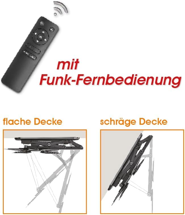 my wall HL40ML klappbare motorisierte Deckenhalterung mit Fernbedienung für TV 23-55 Zoll (58 cm - 140 cm), VESA 100x100, 200x200, 300x300, 400x200, 400x400
