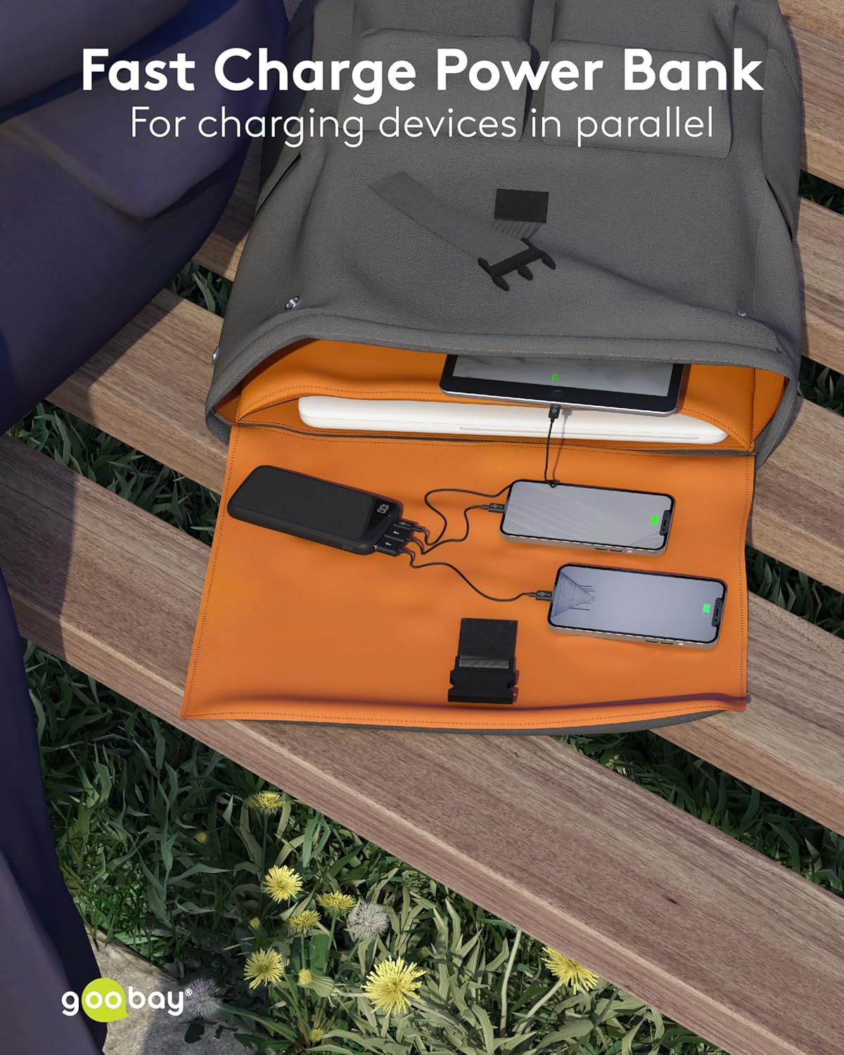 QC 3.0 Powerbank 10.000 mAh mit Schnellladefunktion / Externer Akku / Power Bank für Smartphone & Tablet / Ladegerät Powerpack mit 2 USB-A Ports, Schwarz, Kompakt