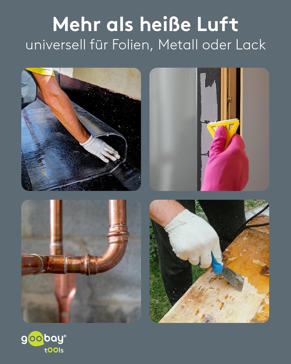 1500W Heißluftpistole - Heißluftfön, 2 einstellbare Temperaturintervalle (50°C-500°C), Luftstrom 450I/min, inkl. 4 Aufsätze für Schrumpfschläuche, Entlöten, Verformen, Abtauen