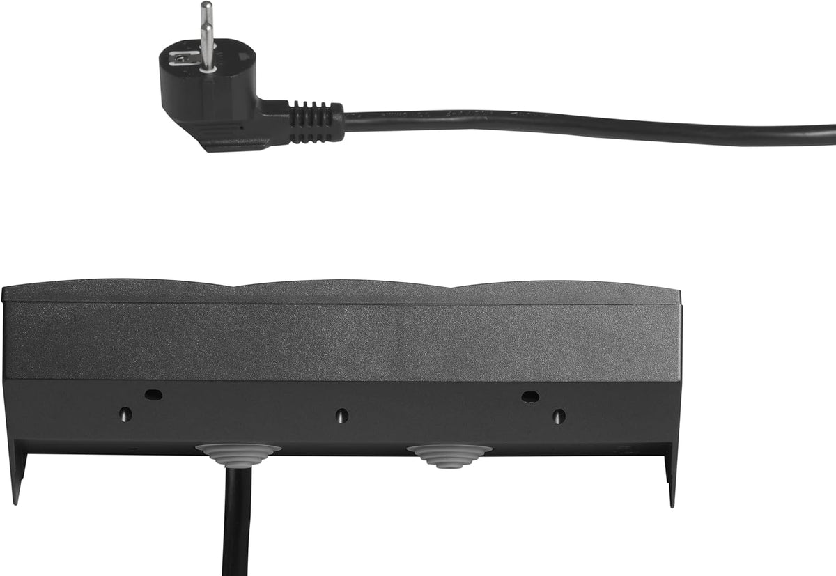McPower Steckdosenblock Unterbausteckdosen | Flair | Ecksteckdose 3-Fach Steckdosen Schutzkontakt, 2m Kabel mit Stecker, 250V / 16A, Aufbau (anthrazit)