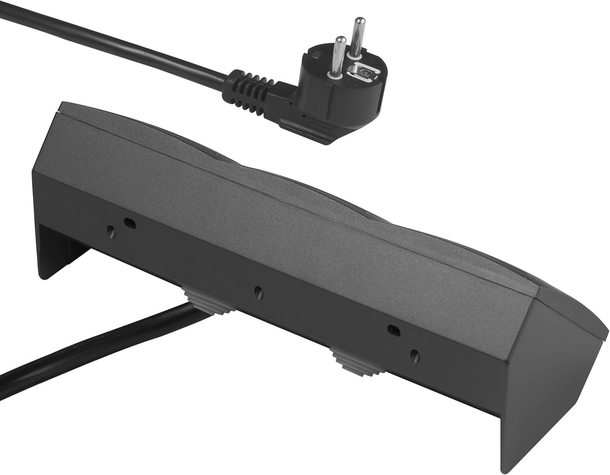 McPower Steckdosenblock Unterbausteckdosen | Flair | Ecksteckdose 3-Fach Steckdosen Schutzkontakt, 2m Kabel mit Stecker, 250V / 16A, Aufbau (anthrazit)