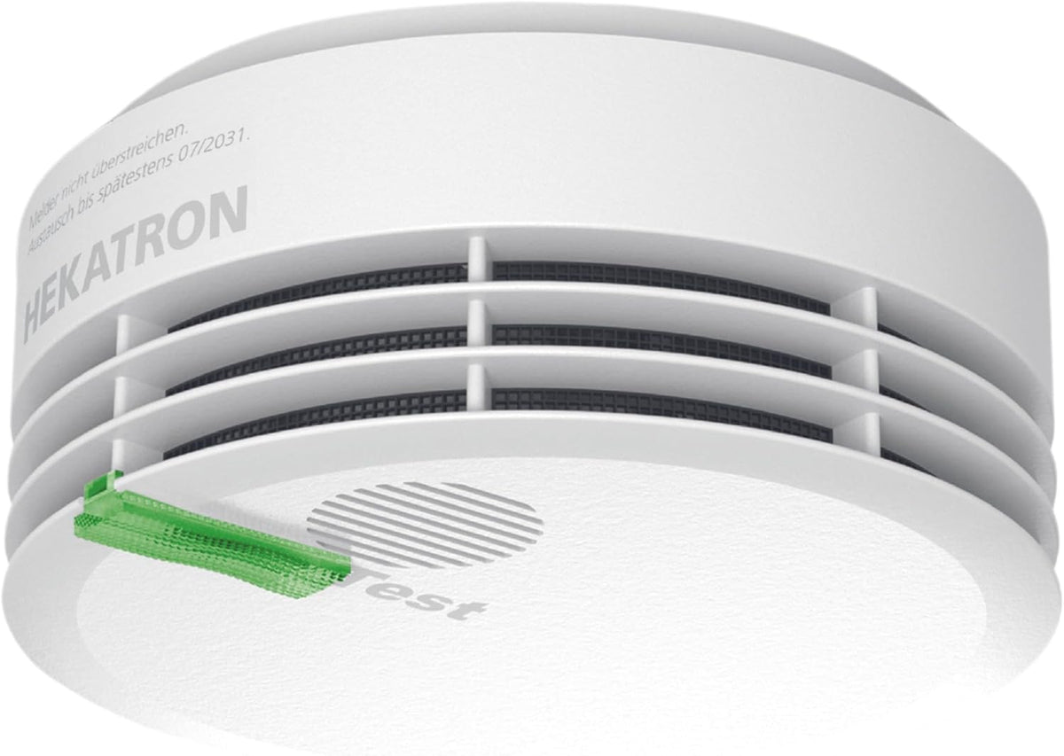 Hekatron Genius Plus – Rauchmelder 10 Jahre Batterie – Testsieger Stiftung Warentest – Made in Germany – inkl. 1x Klebepad – App-unterstützt – Brandmelder – 1 Stück [Energieklasse B]