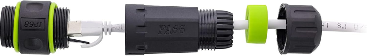 Patchkabelkupplung Cat.6A, IP68 wasserdicht, geschirmt, RJ45 Buchse zu Buchse, Ethernet LAN Verbinder für Outdoor, Industrie, wetterfest