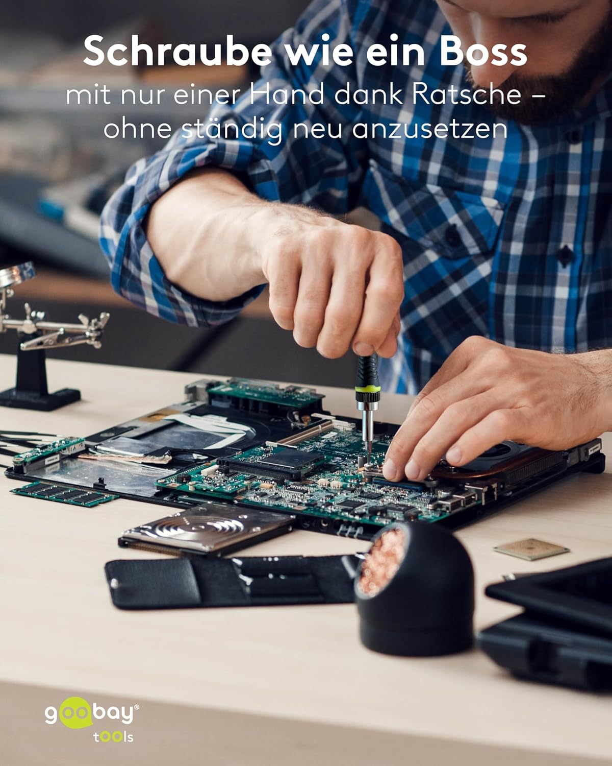 Schraubendreher-Set mit 26-teiligem Präzisions-Bitsatz, Ratschen-Schraubenzieher mit Magnetaufnahme, S2-Stahl-Bits, Steckschlüsselsatz, Aufbewahrungsbox, Feinmechaniker Werkzeug-Set