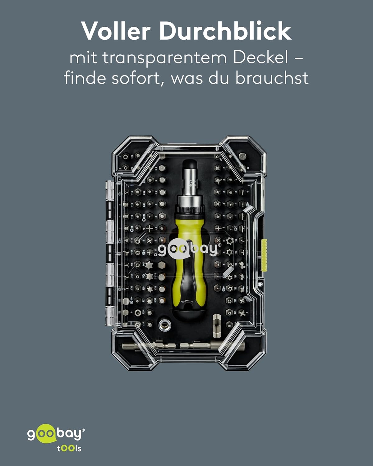 100-tlg. Schraubendreher-Set mit Ratschenfunktion/Präzisions-Bits aus S2-Stahl/Werkzeug-Set für Heimwerker, Reparatur & Montage/Inkl. Bit-Verlängerung & Adapter