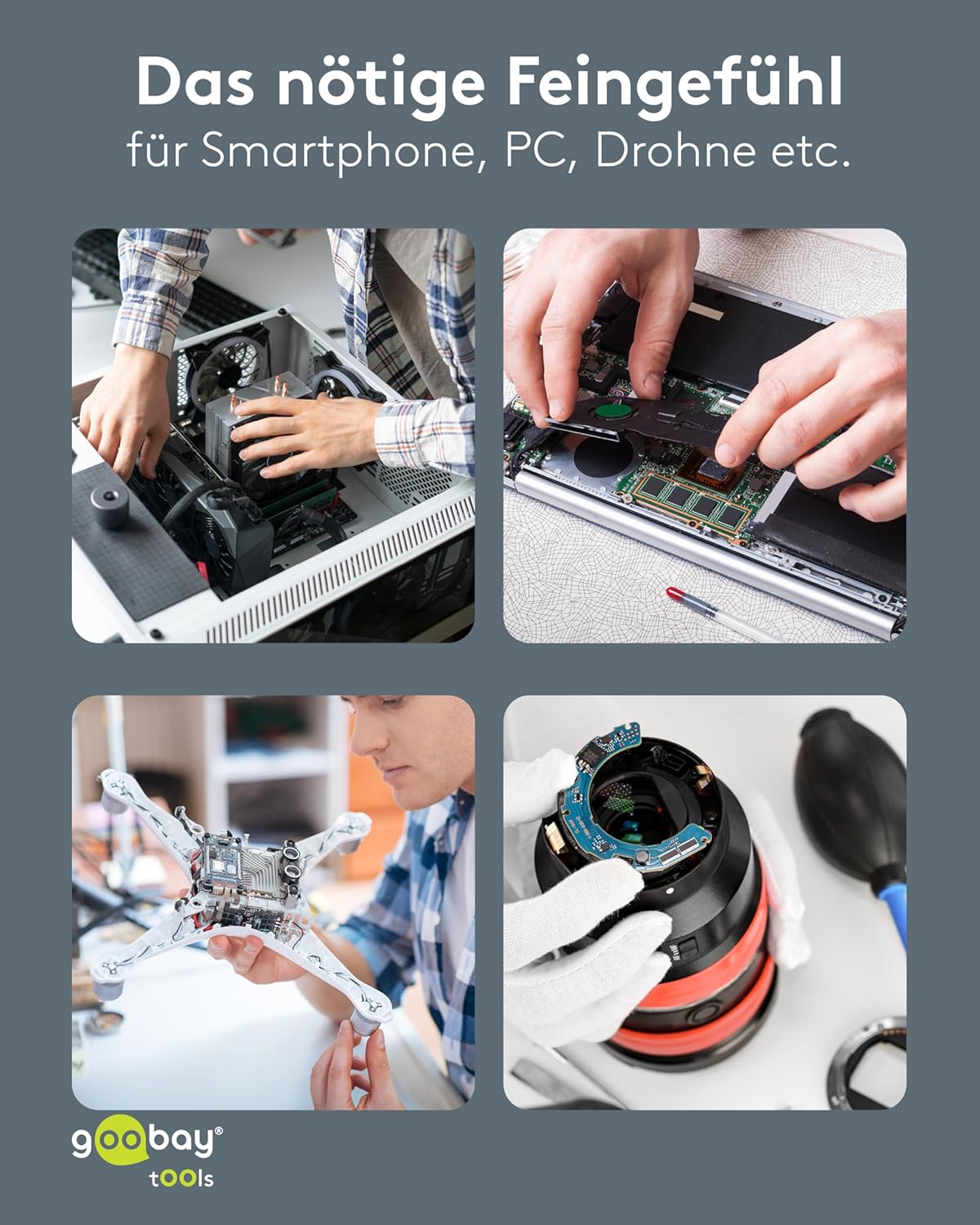 Elektrischer Akkuschraubendreher 58in1 mit 50 Präzisions-Bits, magnetischem Aluminium-Case, 3 Drehmomentstufen, LED-Licht, USB-C-Ladung, Werkzeug-Set für Elektronik, Smartphone & PC