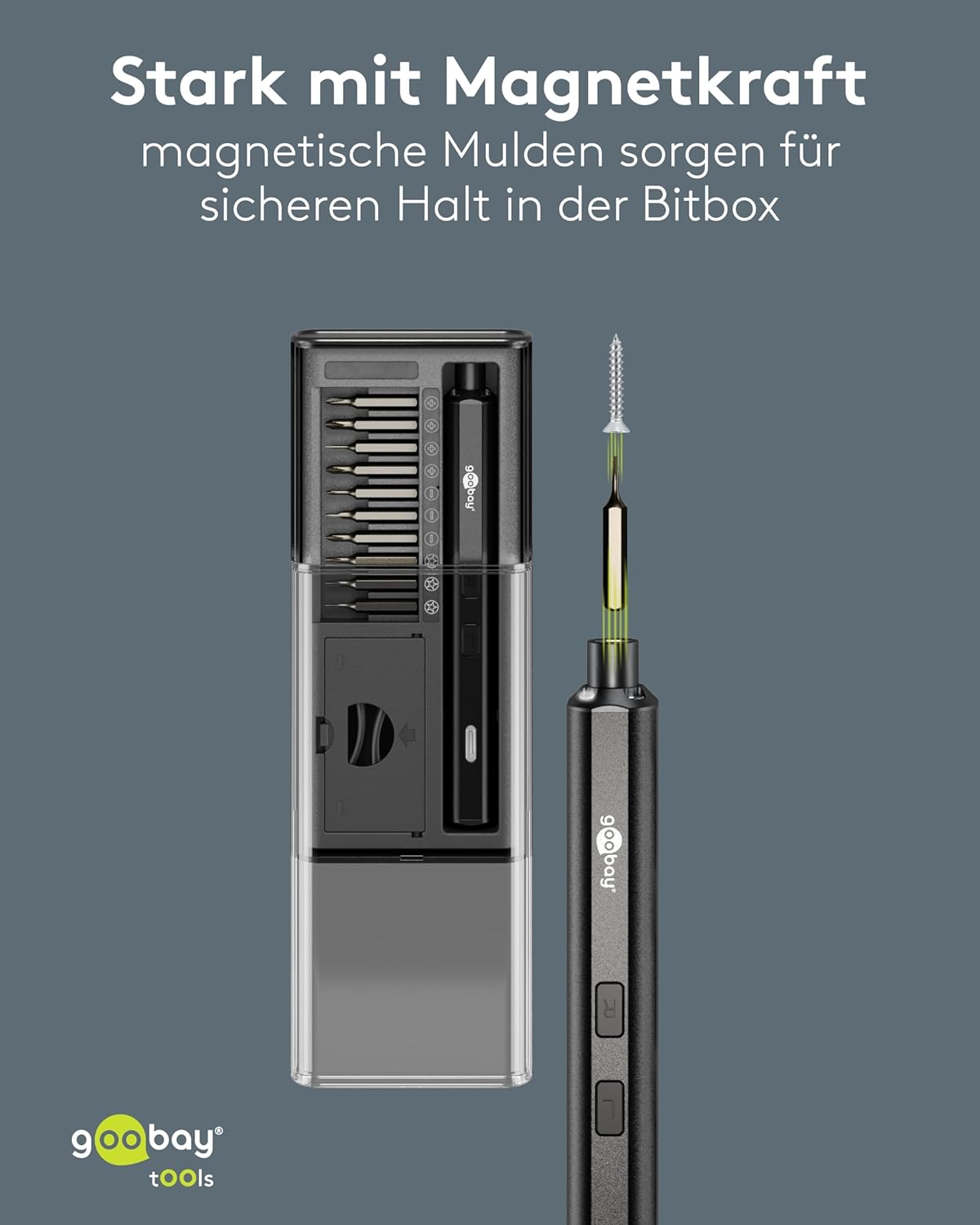 Elektrischer Präzisions-Akkuschraubendreher mit 20teiligem Bit-Set, magnetischem Aluminium-Case, 4 LED-Arbeitslichtern, USB-C Ladung, ideal für Elektronik-, Feinmechanik- und Heimwerkerarbeiten