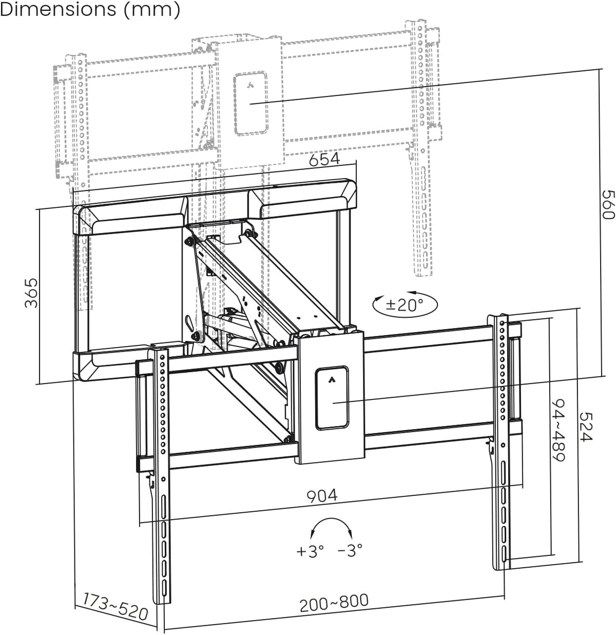 My wall elektrische TV Wandhalterung – HP65AL motorisierte Fernseher Wandhalterung mit Sprach- oder App-Steuerung & Fernbedienung, für 43“-90", 50 kg Belastung, höhenverstellbar, schwenkbar