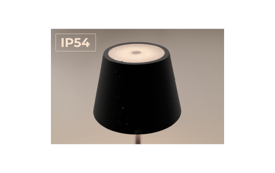 ROLF KERN LED Tischlampe | CLUB 38cm | Aufladbarer Akku Tischleuchte ohne Kabel, dimmbar per Touch, IP54 für Innen und Außen geeignet 2700K warmes Licht mit USB Ladekabel schwarz [Energieklasse G]