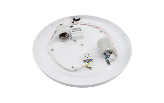 Deckenleuchte | Star | 2-flammig, Sockel für 2x E27-Leuchtmittel, HF Bewegungsmelder | Deckenlampe Ø33cm ideal für Eingang, Treppenhaus, Flur, Gartenhaus, Garage