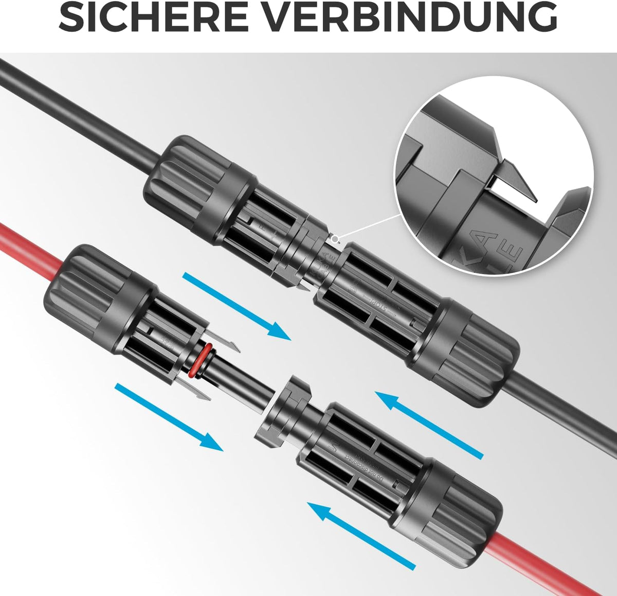 25m PV4 Solarkabel Verlängerung Set 6mm² für Photovoltaik-Anlagen - Verlängerungskabel für Serielle & Parallele Verkabelungen - 1kV AC 1,5kV DC - Wetterfest UV-Beständig IP68 - Rot & Schwarz