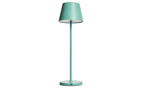 ROLF KERN – LED Tischlampe | CLUB 38cm | Aufladbarer Akku, Tischleuchte ohne Kabel, dimmbar per Touch, IP54 für Innen und Außen geeignet, 2700K Licht warmweiß, laden mit USB Ladekabel, türkis [Energieklasse G]