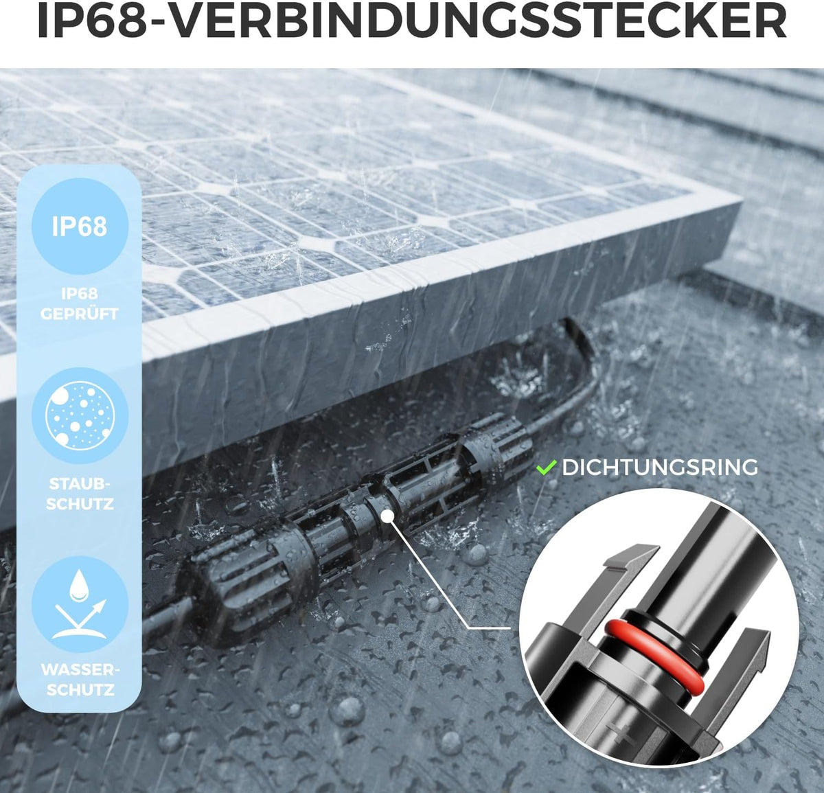 50m PV4 Solarkabel Verlängerung Set 6mm² für Photovoltaik-Anlagen - Verlängerungskabel für Serielle & Parallele Verkabelungen - 1kV AC 1,5kV DC - Wetterfest UV-Beständig IP68 - Rot & Schwarz