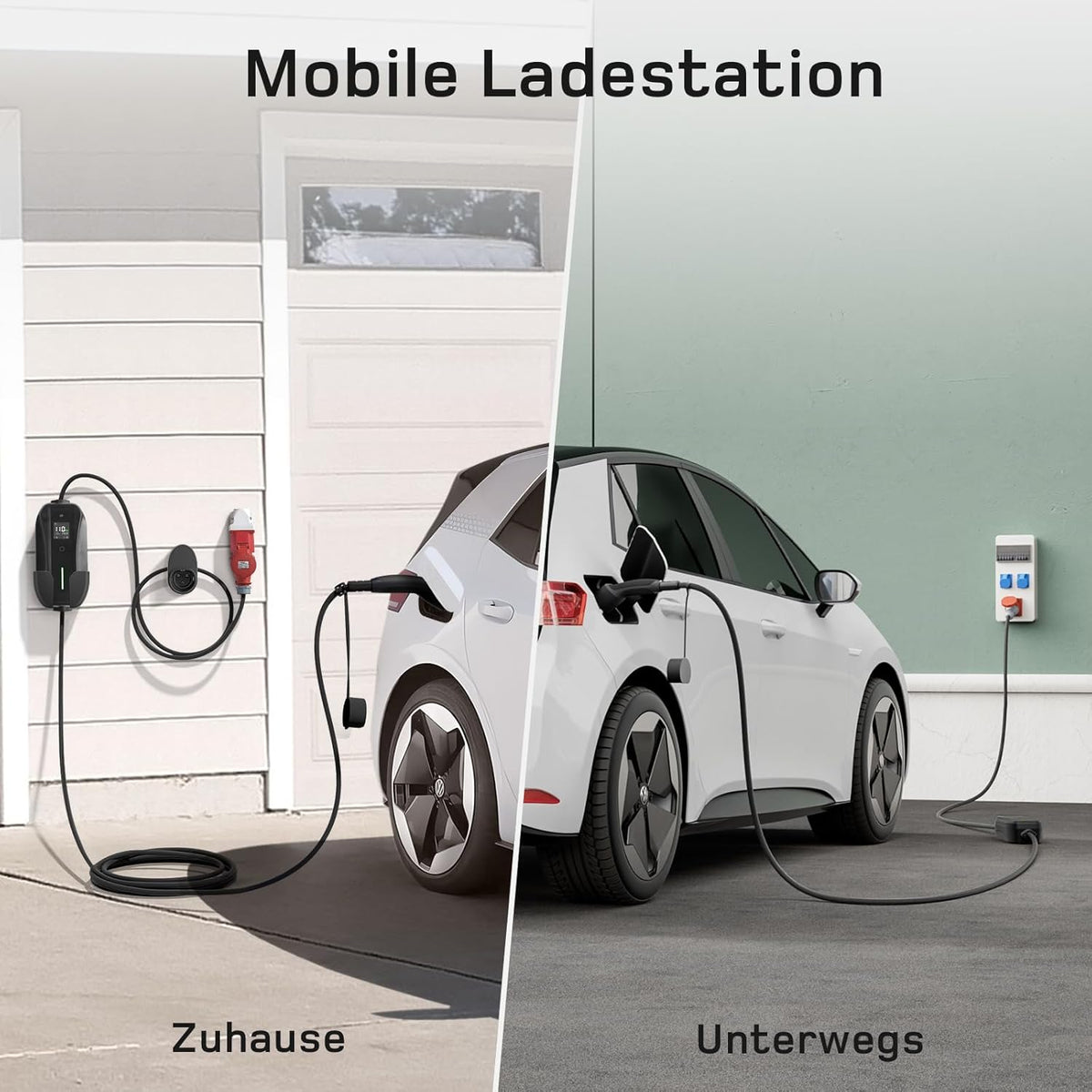 Mobile Wallbox / Ladestation 11kW [3-phasig | 15m | 6-16A] mit Einstellbarer Ladeleistung, Ladekabel CEE 16A auf Typ 2 und EV Ladegerät für Model Y/3, ID.3/4/5, MG4, EX30, e-up, e-tron, Zoe und andere EV