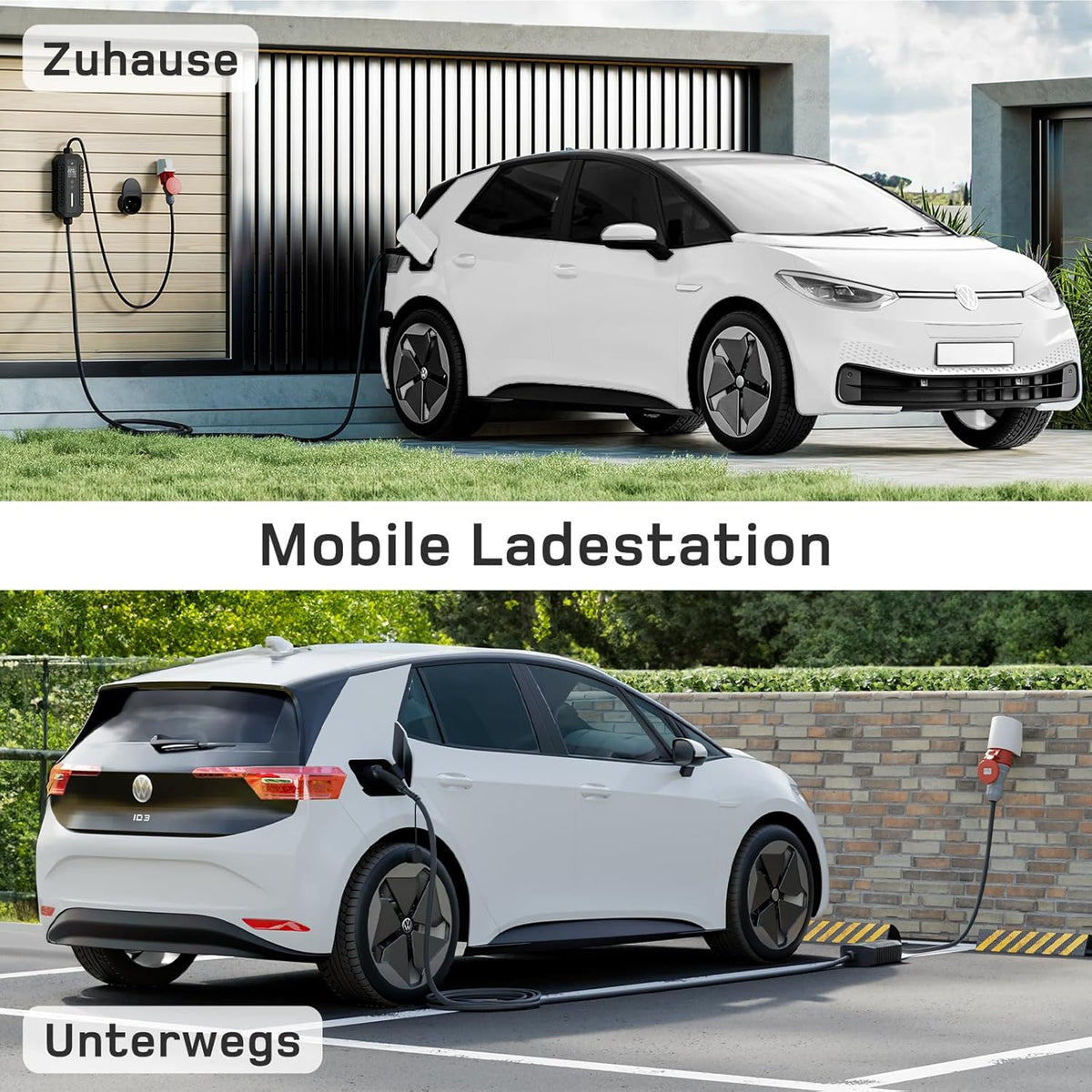 Mobile Wallbox/Ladestation 22kW [3-phasig | 7m | 6-32A] mit stromzähler, Ladekabel CEE 32A auf Typ 2 und EV Ladegerät für Model Y/3, ID.3/4/5, MG4, EX30, e-up, e-tron, Zoe und andere EV/PHEV