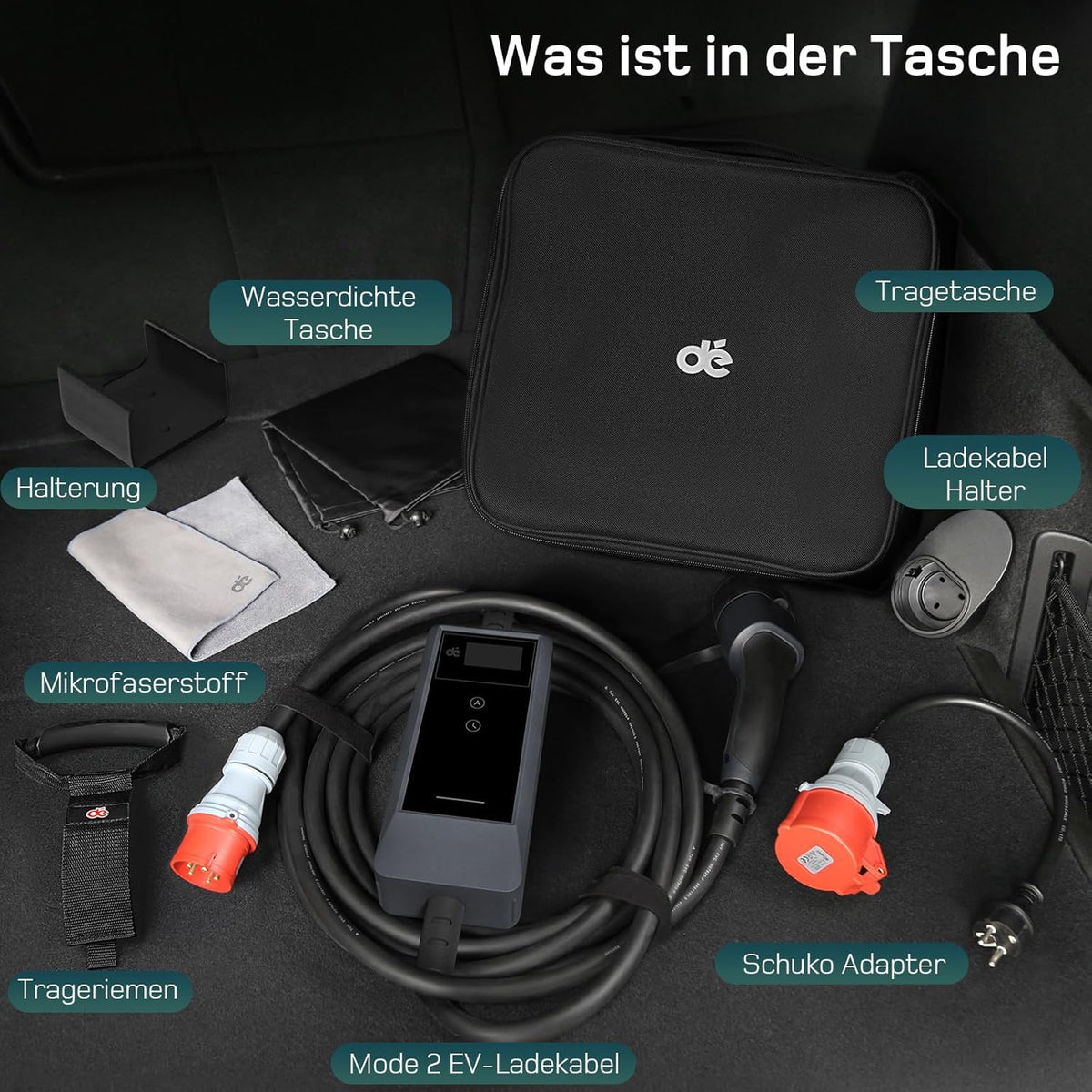 Mobile Wallbox 11kW mit APP [25 m | 3-phasig | 6–16 A], Ladekabel e Auto CEE-16A 400V auf Typ 2 mit Einstellbarer Ladeleistung, EV-Charger für ID.3/4/5/7, IX1, Model 3/Y und andere BEV/PHEV