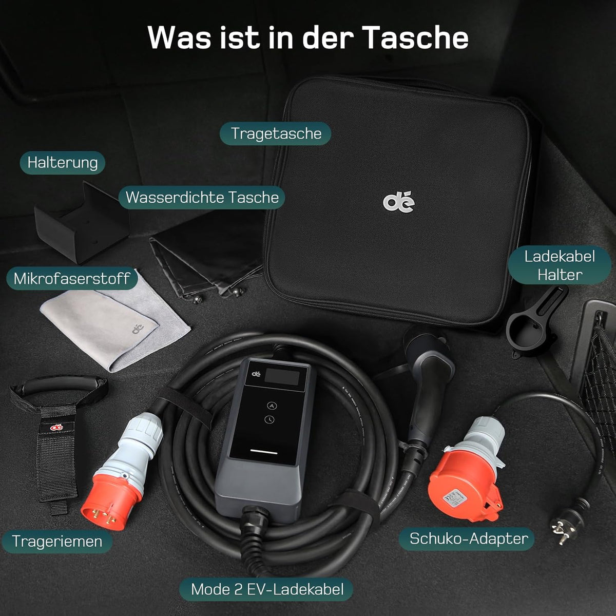 Mobile Wallbox/Ladestation 22kW Mit App [3-phasig | 20m | 6-32A] mit Stromzähler, Ladekabel CEE 32A auf Typ 2 und EV Ladegerät für Model Y/3, ID.3/4/5, MG4, EX30, e-up, e-tron und andere EV/PHEV