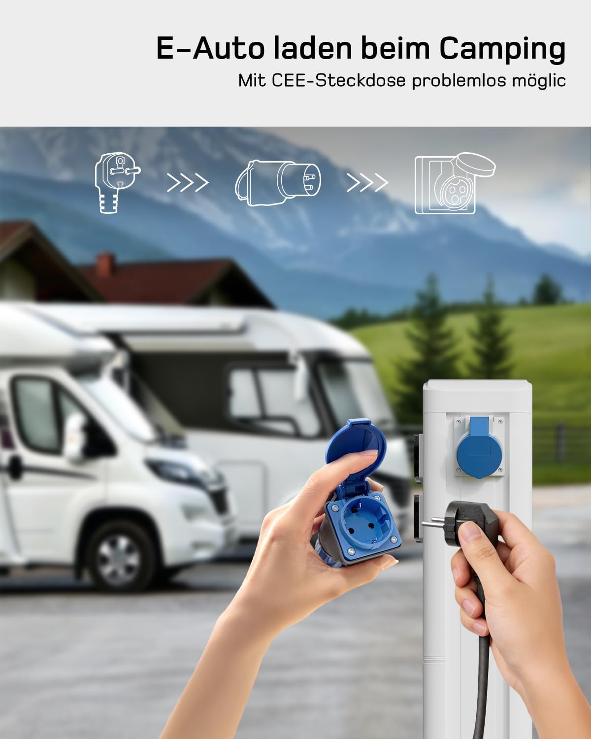 Typ 2 Ladekabel Schuko mit APP 3,7kW [7m, 6-16A, 1-phasig] Ladekabel Typ 2 Schuko sowie Adapter Set mit Digitalem LCD - EV Charger 3,7kW für e Auto ID.3/4/5/7, Model Y/3, ENYAQ und Anderen PHEV/EV