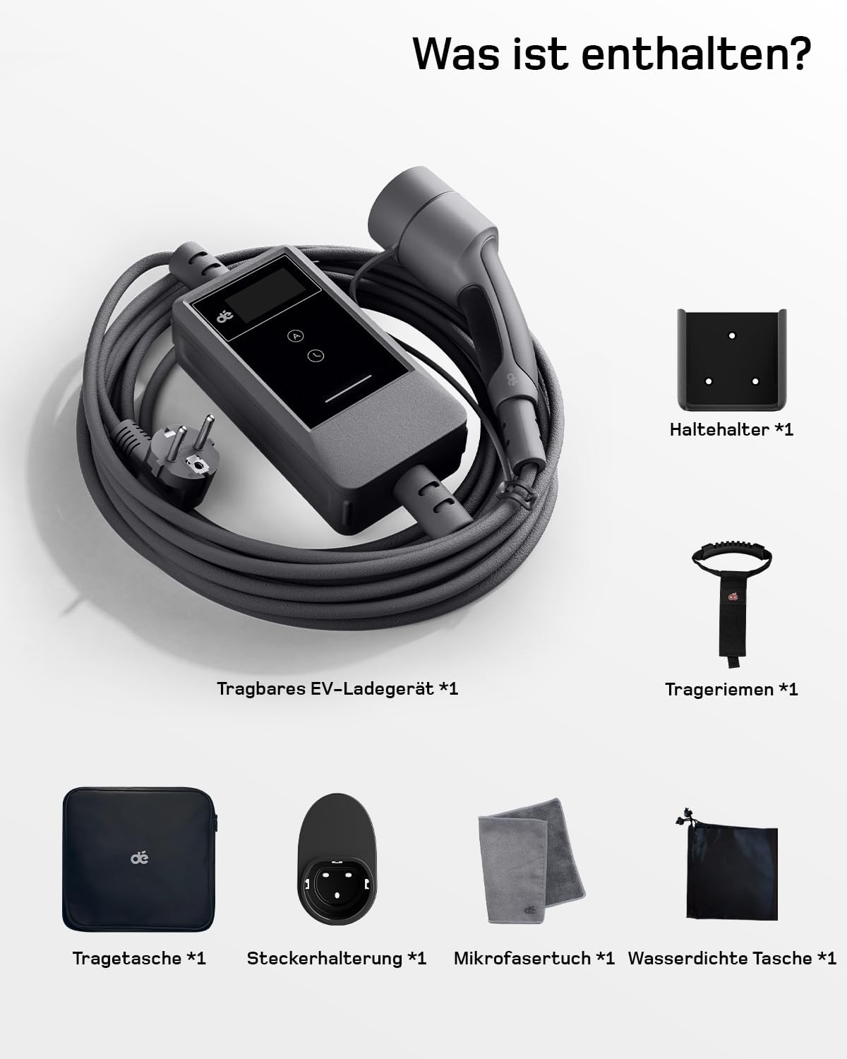 Typ 2 Ladekabel Schuko mit APP 3,7kW [20m, 6-16A, 1-phasig] Ladekabel Typ 2 Schuko mit Fernsteuerbarer Leistung - EV Charger 3,7kW für e Auto ID.3/4/5/7, Model Y/3, ENYAQ und Anderen PHEV/EV