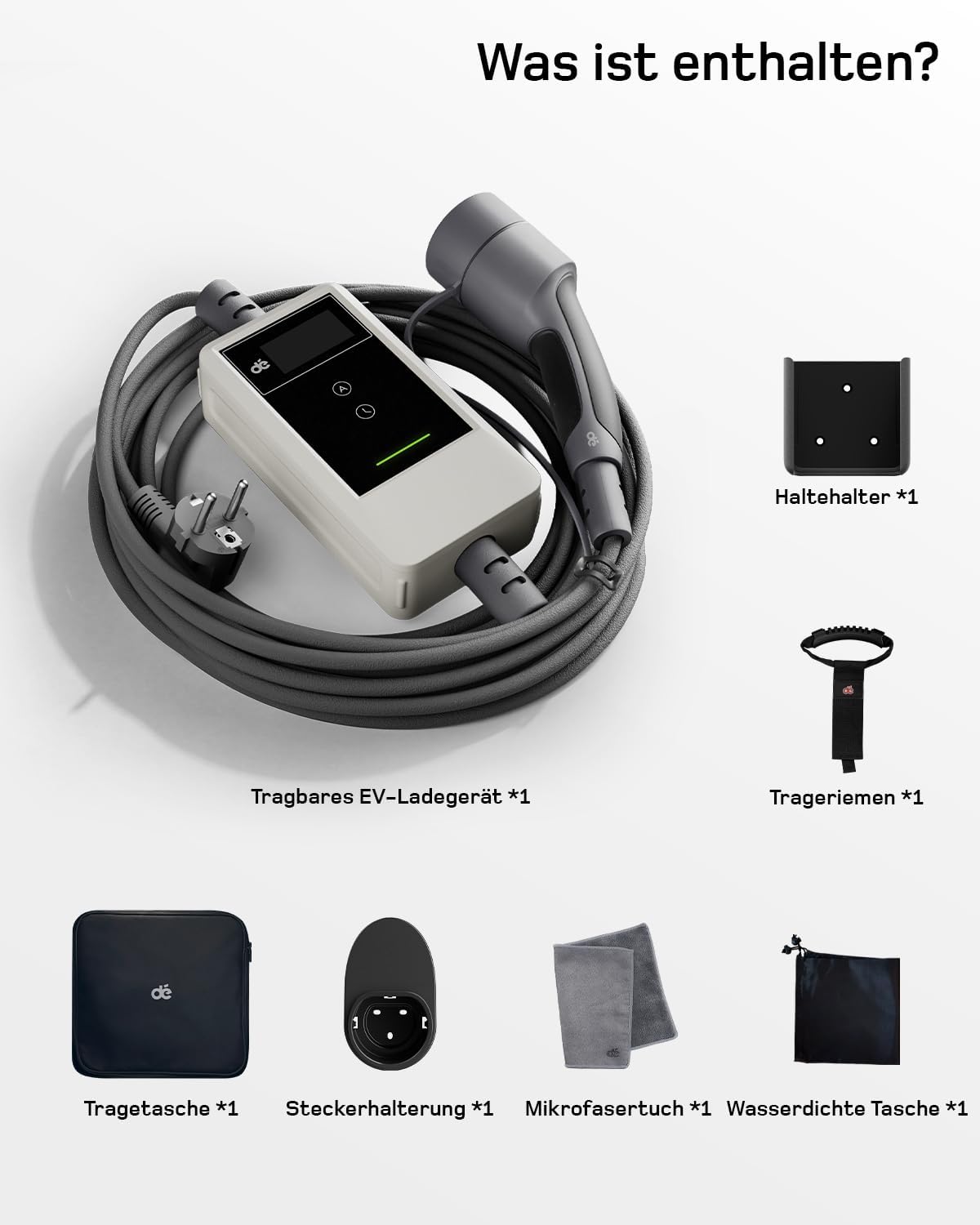 Typ 2 Ladekabel Schuko mit APP 3,7kW [10m, 6-16A, 1-phasig] Ladekabel Typ 2 Schuko mit Fernsteuerbarer Leistung - EV Charger 3,7kW Weiß für e Auto ID.3/4/5/7, Model Y/3, ENYAQ und Anderen PHEV/EV