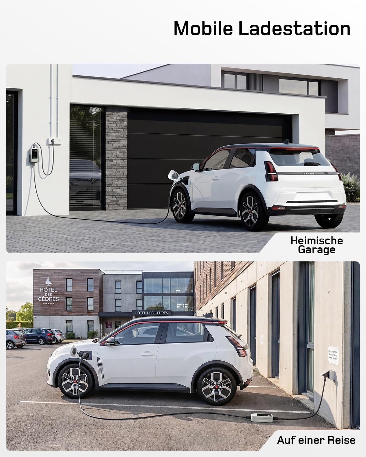 Typ 2 Ladekabel Schuko mit APP 3,7kW [10m, 6-16A, 1-phasig] Ladekabel Typ 2 Schuko mit Fernsteuerbarer Leistung - EV Charger 3,7kW Weiß für e Auto ID.3/4/5/7, Model Y/3, ENYAQ und Anderen PHEV/EV