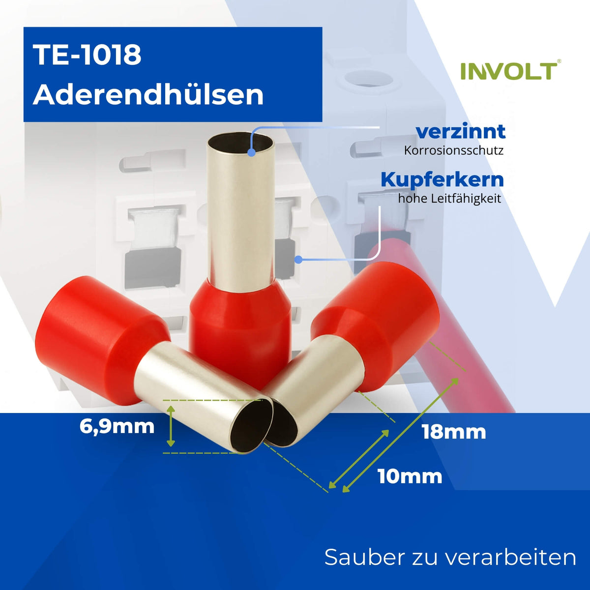 H07V-K 10 mm² Verdrahtungsleitung Set, 5x je 3m Einzelader Schwarz, Blau, Braun, Grau, Grün-Gelb + Zubehör
