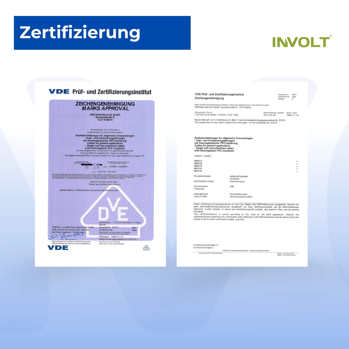 H07V-K 10 mm² Verdrahtungsleitung Set, 5x je 10m Einzelader Schwarz, Blau, Braun, Grau, Grün-Gelb + Zubehör