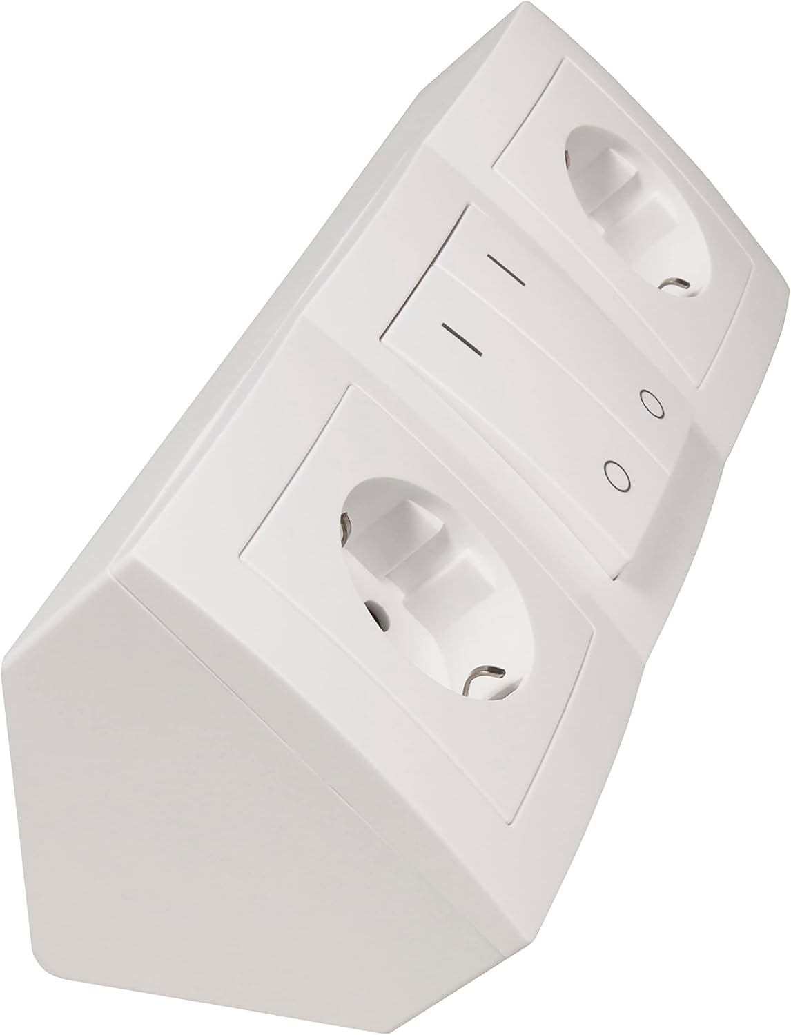 MC Power - Steckdosenblock Unterbausteckdosen | Flair | 2X Schutzkontaktsteckdosen + 1x Schalter, 250V~ / 16A, Aufbau, weiß matt