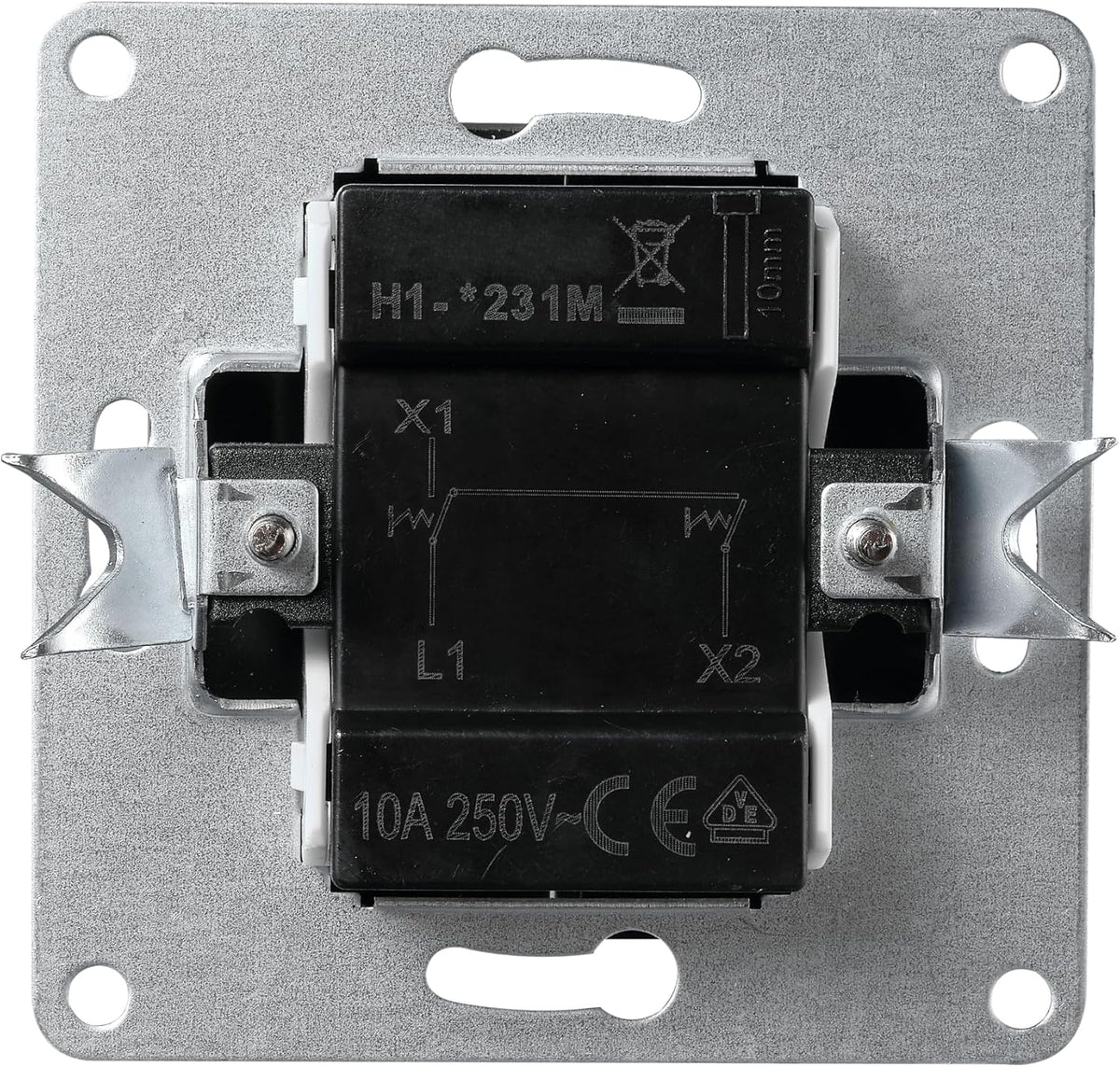 McPower Wechselschalter | FLAIR | Unterputz Schalter ein aus Lichtschalter, Wippe 230V~/10A, Schraubklemmen Anschluss, weiß, matt